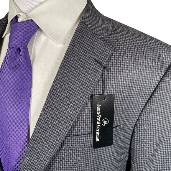 NEW Jean Paul Germain Sport Coat Men's 46XL Grey Shepherd's Check Poly Rayon - Picture 3 of 16